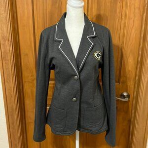 NWOT Green Bay Packets Fleece Blazer Size L Gray White Piping Packer Logo